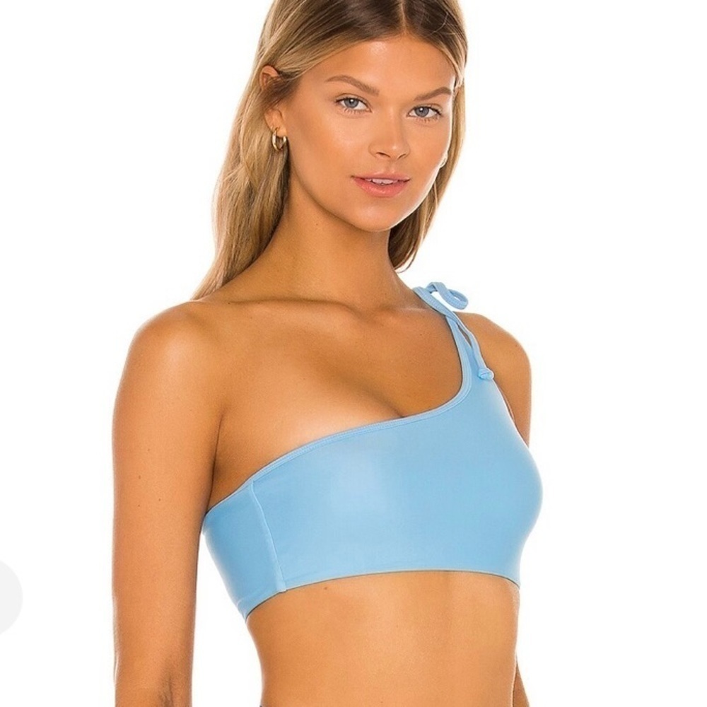 NEW Lovers + Friends Bikini Top Revolve Nimah Blue One Shoulder Tie Size M